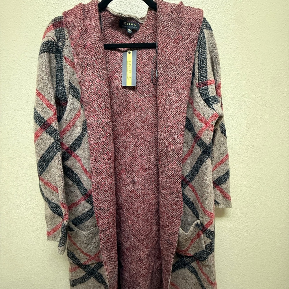 Joseph A Hooded Open-Front Plaid Cardigan - Multi